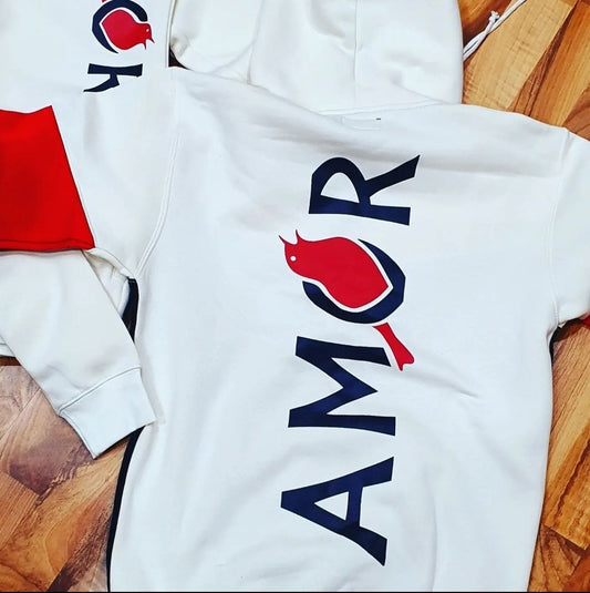 Amor Classic Zip Up Sweat Suit - Cream/Red/Black